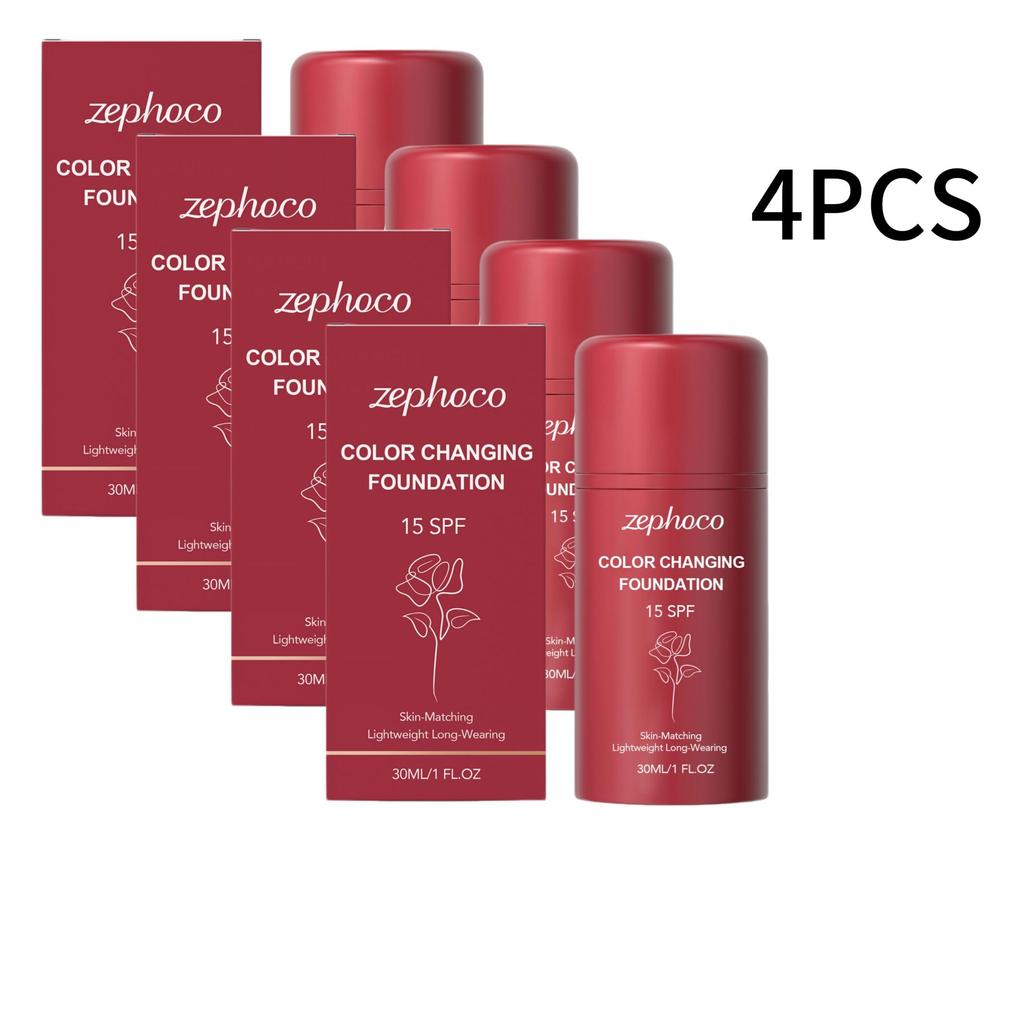 Zephoco Temperature Color Changing Foundation Liquid, Lightweight Hydrating Makeup for Natural Glow, Even Skin Tone Blendable 30ml