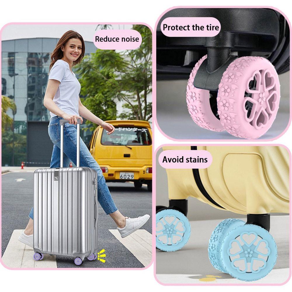 8Pcs Luggage Wheels Protector Rings Silicone Luggage Accessories Wheels Cover For Most Luggage Reduce Noise For Travel Luggage