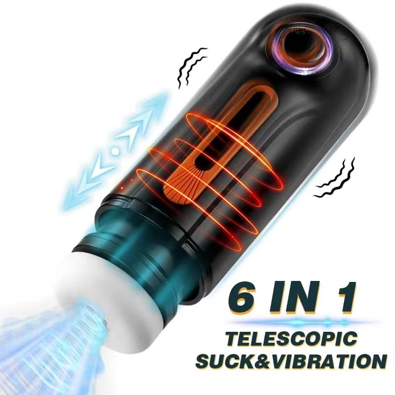 New 6 In 1 Men's Automatic Retractable Sucking Heating Blowjob Aircraft Cup 10 Vibrations 3 Suction Masturbator Real Vagina Sex Toys for Men