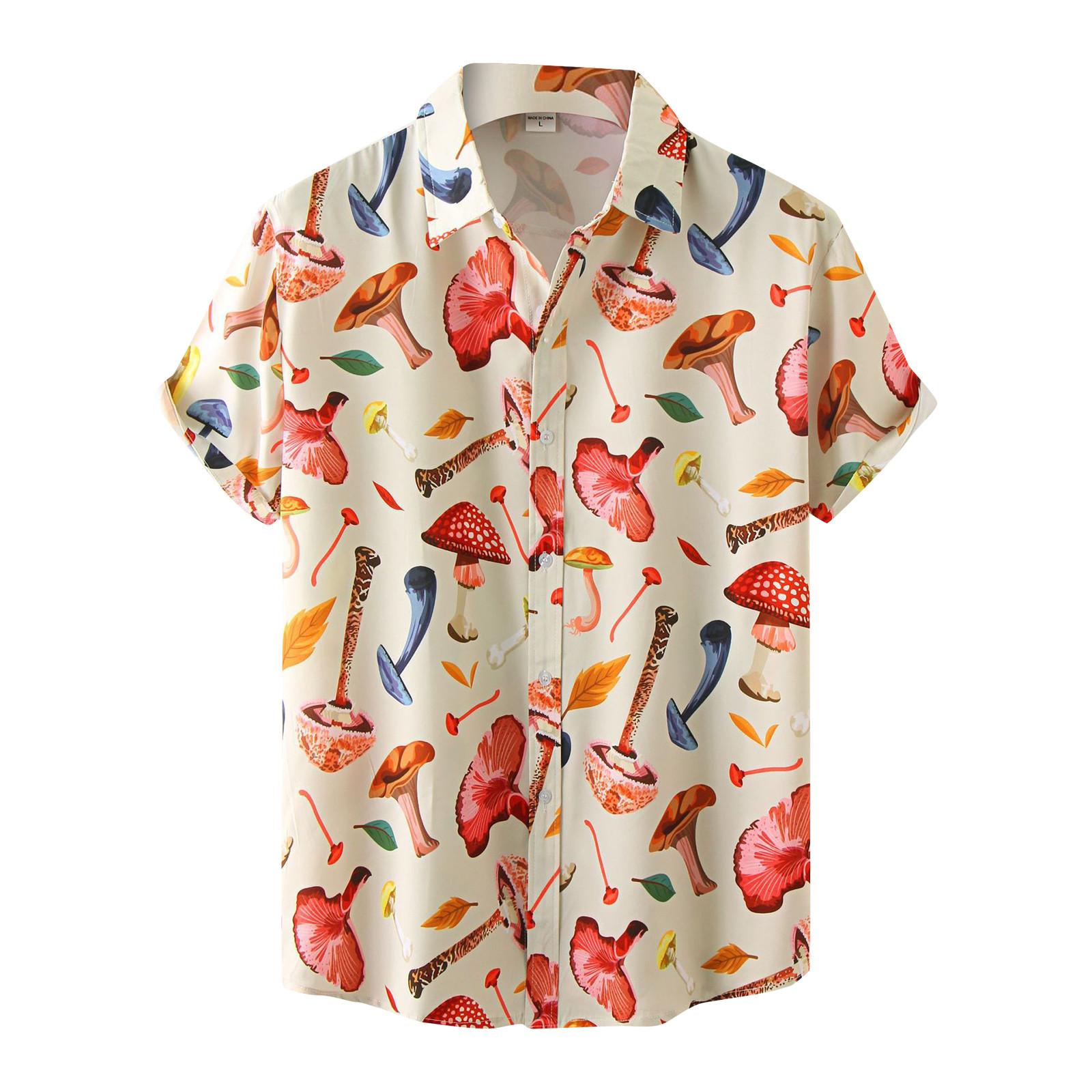 

Чоловіча модна тонка повсякденна сорочка з короткими рукавами Молодіжна сорочка Чоловіча сорочка з квітковим принтом M помаранчевий