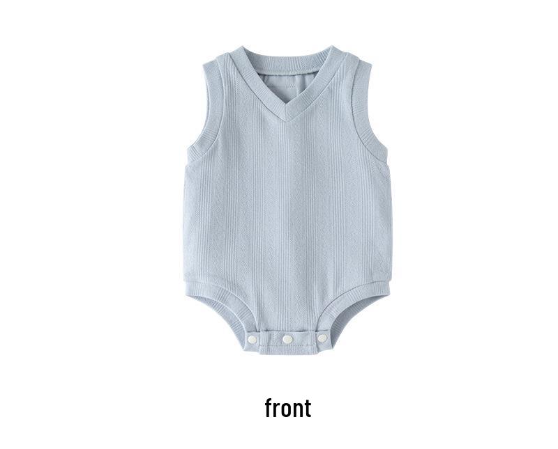 Unisex Summer Baby Bodysuit - Pure Cotton Jacquard Newborn Romper Gift