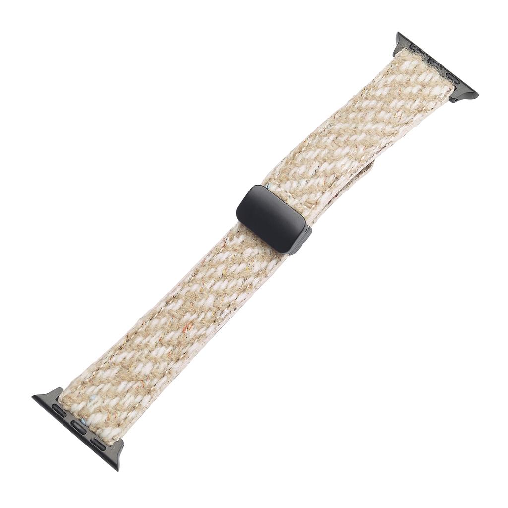 Genuine Cow Leather+Wool Watch Band for Apple Watch Ultra 3 2 1 49mm/Series 11 10 46mm/9 8 7 45mm/SE3 SE2 SE 6 5 4 44mm/3 2 1 42mm Wrist Strap