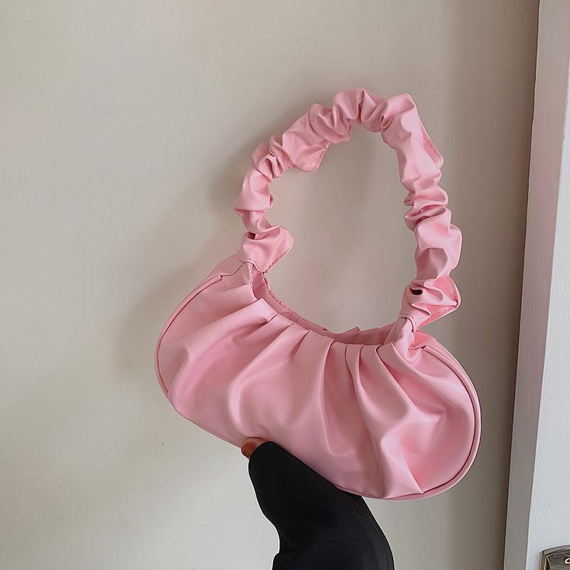 Cartoon Solid Color Pleated Cloud Bag Minimalist Women's Underarm Bag Kawaii Girl Fashion Versatile Handbag  Gifts