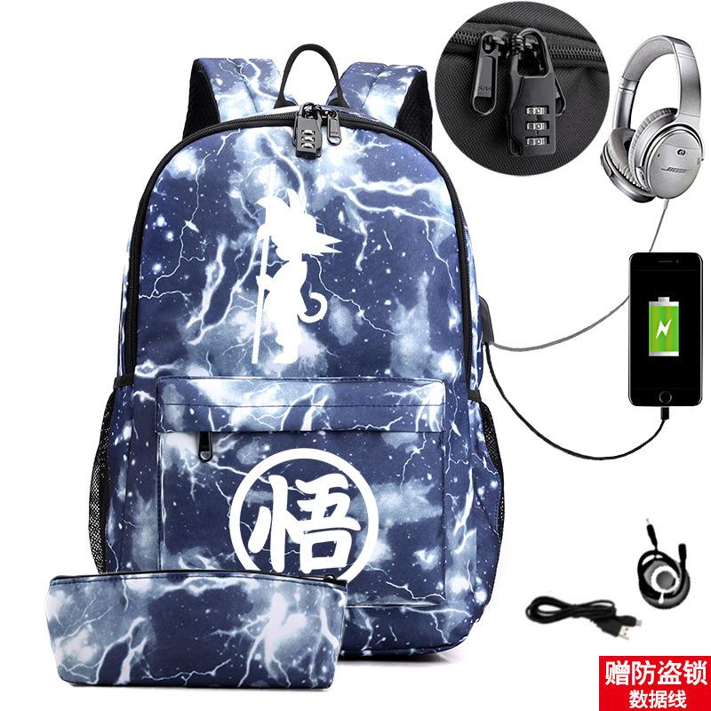 Animation Peripheral Cool Trend Schoolbag Multi-Function Usb Large Capacity Backpack Student Pencil Case Set