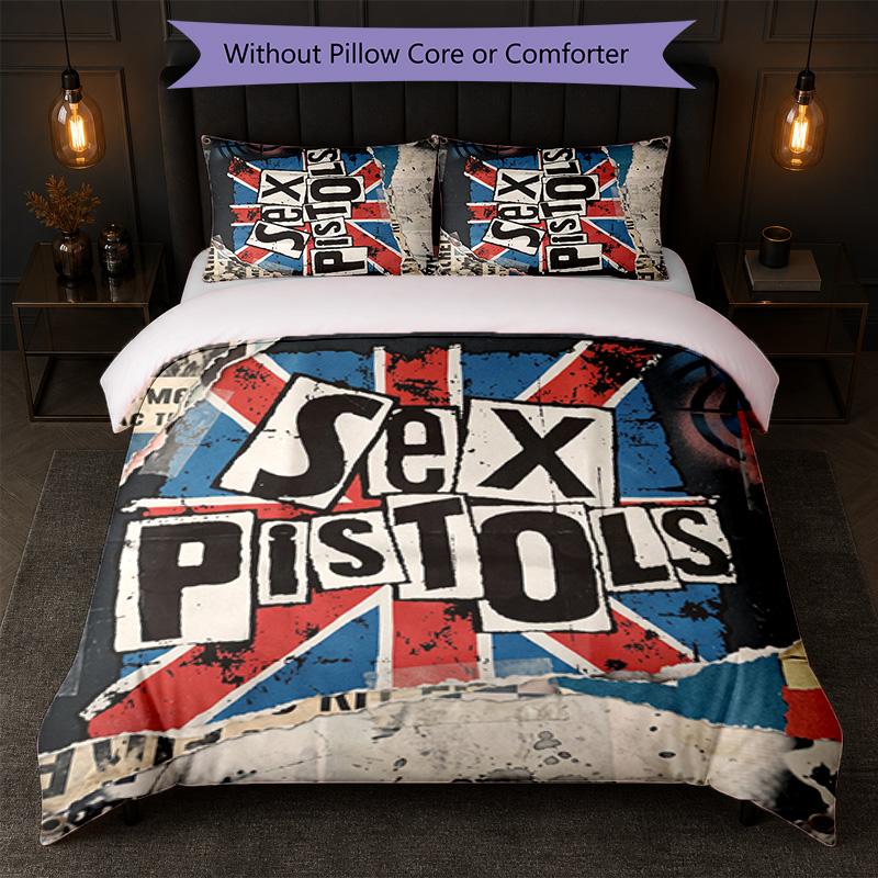 Sex Pistols Druck 3-teiliges Bettwäsche-Set Bettbezug mit zwei Kissenbezügen Weiche Bettwäsche für Haushalt Schlafzimmer