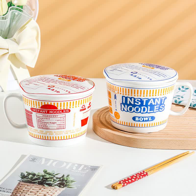 Bol de Cerámica Japonés Xinglida para Fideos Instantáneos con Tapa