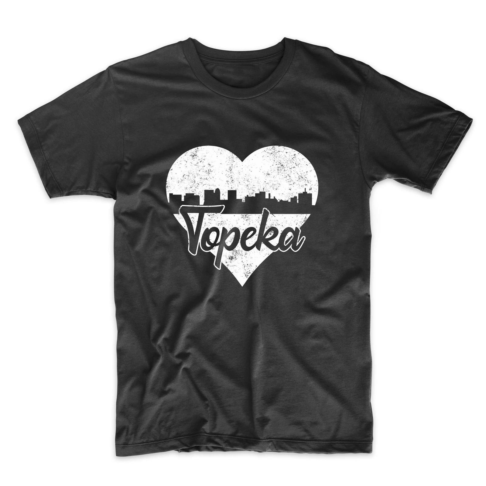 Men s Topeka Shirt - Retro Topeka Kansas Skyline Heart Distressed T-Shirt 3XL