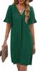 Women's V-Neck Flared Sleeve Medium and Long Pocket Short Sleeve Dress