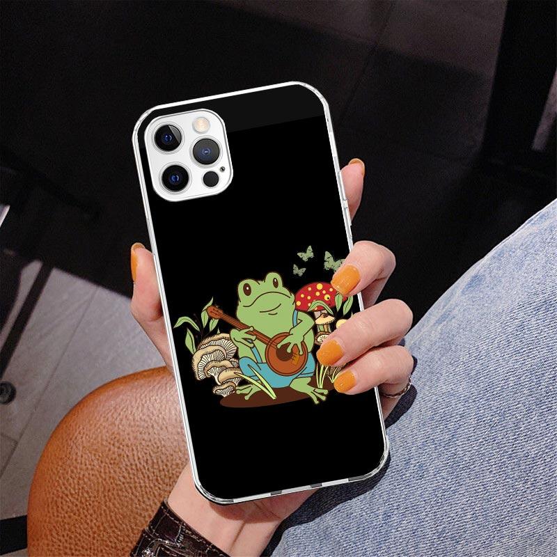 Cottagecore Frog Mushroom Kawaii Phone Case For iPhone 17 Air 16 Pro Max 16E 15 + 14 Plus 11 12 13 Mini 7 8 SE Gift Print Cover