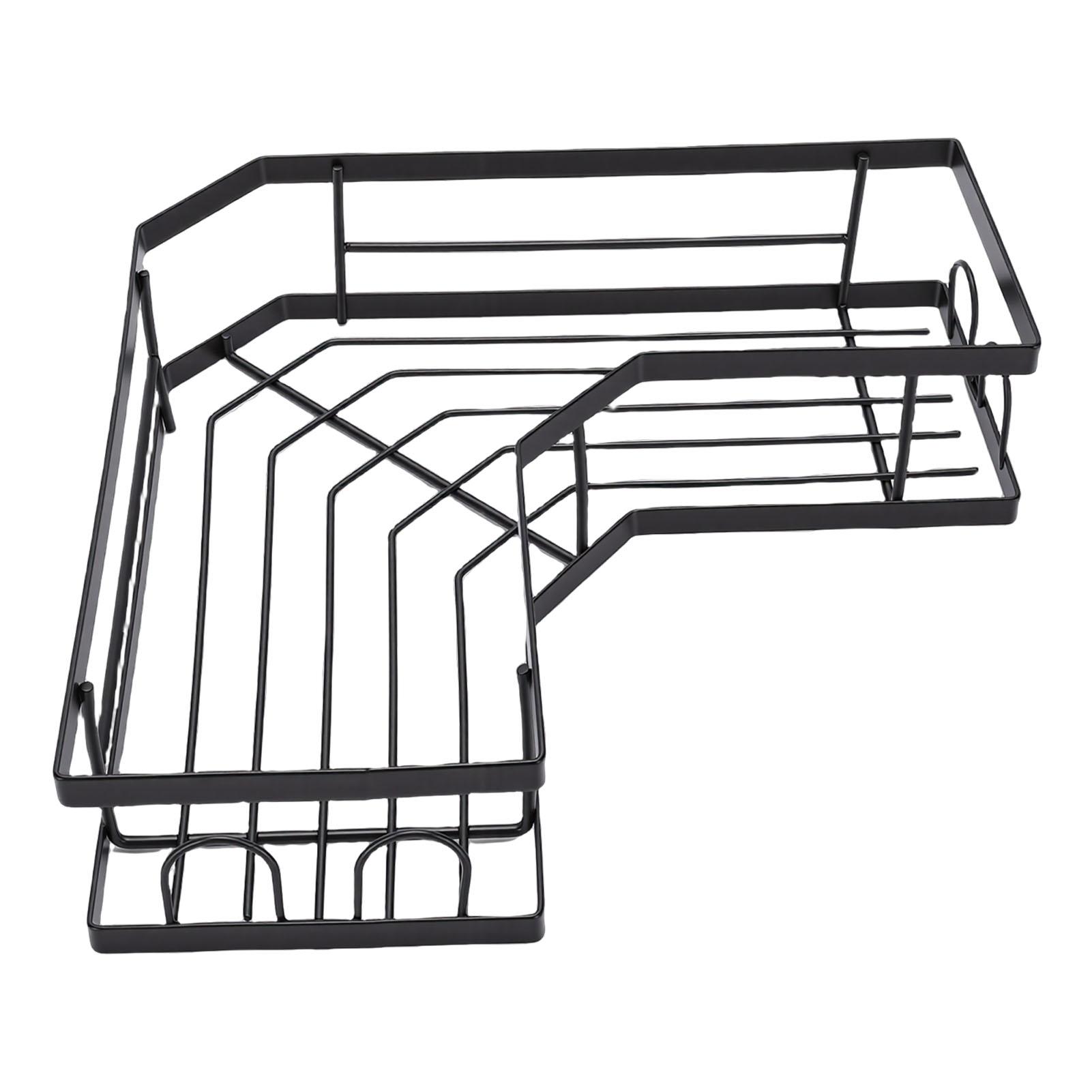 

Corner Shower Shelf Wall Mounted Bathroom Organizer with Adhesive Hooks for Kitchen Toilets Living Rooms Black Small