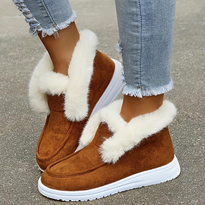 Winter New Solid Color Suede Cotton Shoes Casual Snow Shoes Low Top Padded Women's Cotton Shoes
