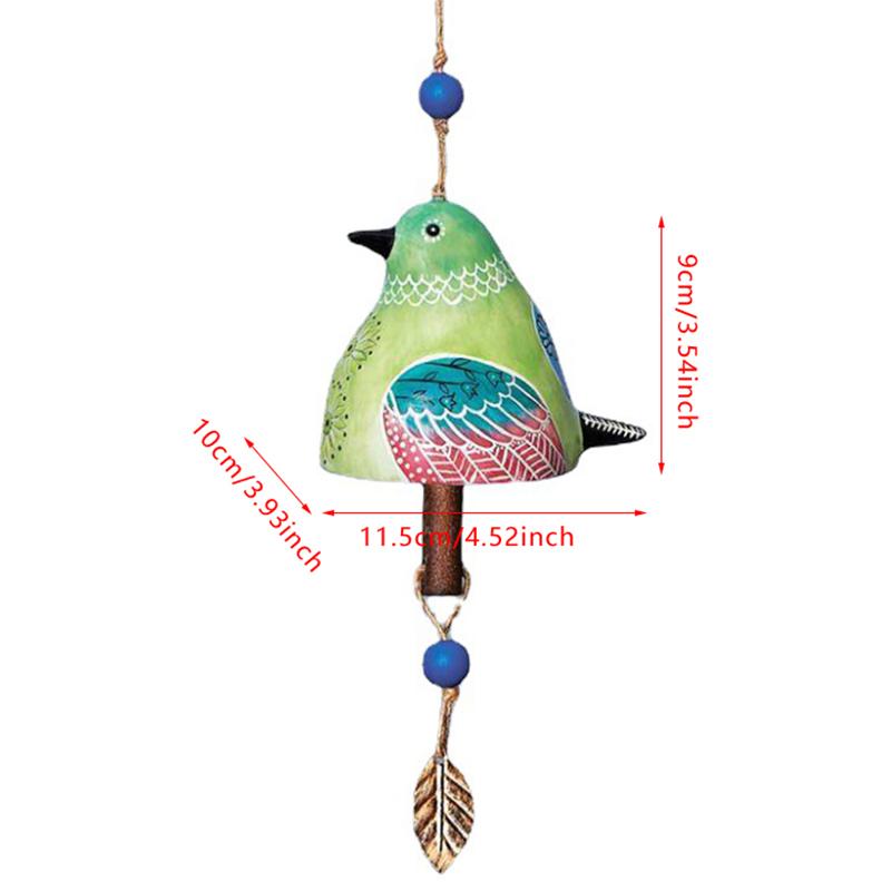 Hand Painted Resin Hanging Bird Song Bell Bird Wind Chime For Wall Window Door Wind Bell Hanging Ornaments Garden Patio Decor