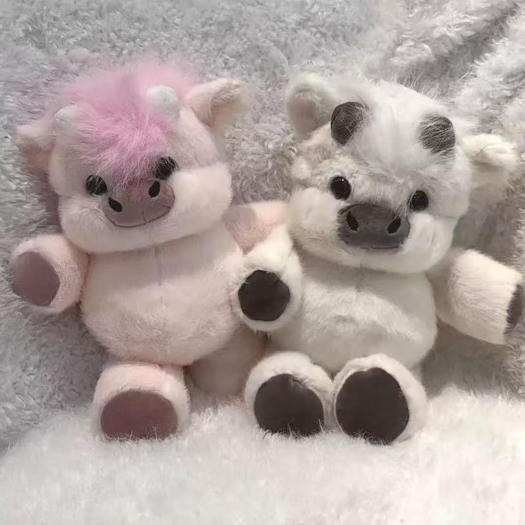 Cuddly Plush Toys Cattle High Quality Fluffy Sitting Pose Doll Warm Cozy Children Companion Xmas Gift Home Decor Gift