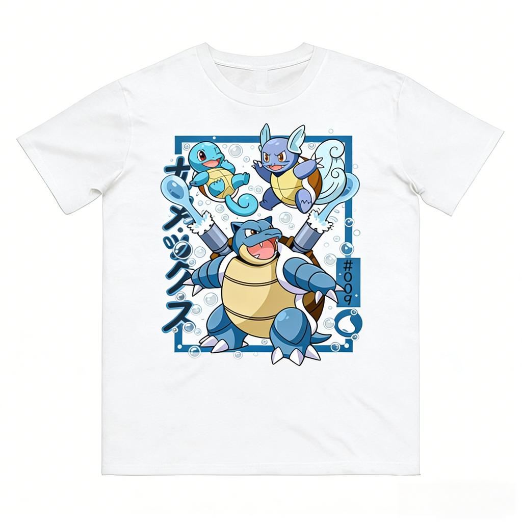 Pokémon Squirtle Evolution Printed Tshirt Mens and Womens Tshirt Mens Top Harajuku Y2K Tshirt 2026 Summer New Streetwear
