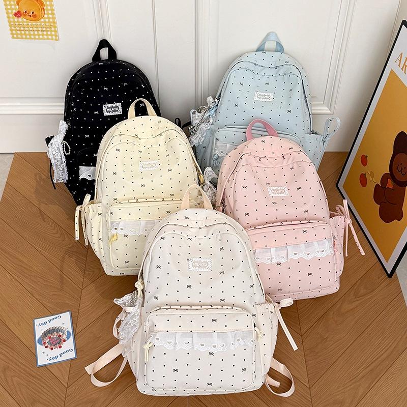 Mochila japonesa linda chica encaje lazo mochila alto valor estudiante campus mochila escolar niñas viaje mochila pequeña