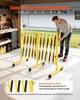 Double Expandable Barricades, 5.46m Industrial Safety Barriers, Flexible Mobile Barricade with Locking Casters, Portable Folding Security Gate Metal
