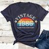 Creative Trend 1986 Retro Cotton TShirt Vintage 80s Style Anniversary Gift Classics Oneck Printed Tops Ropa Mujer Man Clothes