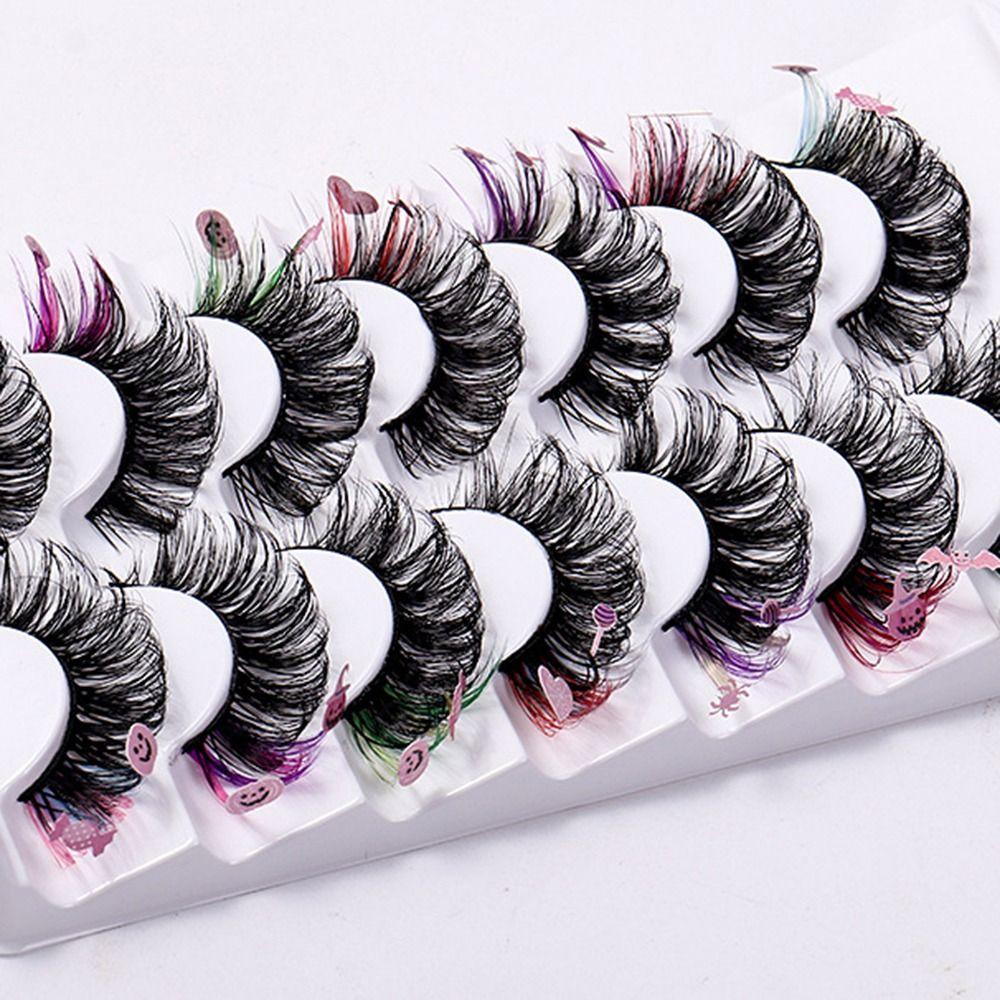 7 Pairs Dramatic Colorful Eyelashes Thick Fluffy Colored False Eyelashes Women
