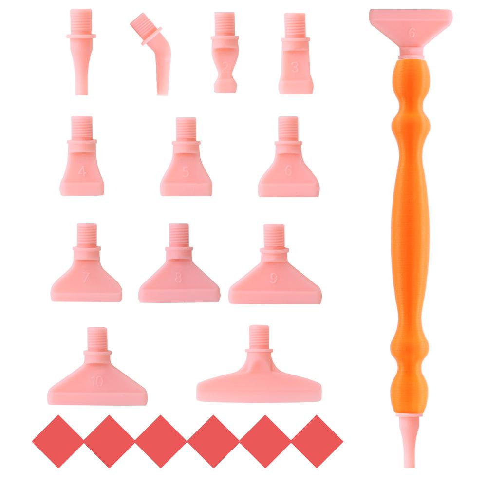 Diamond Painting Pen Kit with 12 Threaded Plastic Tips and Wax Pads Ergonomic Rhinestone Picker Tool for DIY Crafts and Nail Art
