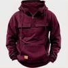 Men’s Solid Color Hooded Sweatshirt with Multi Pockets