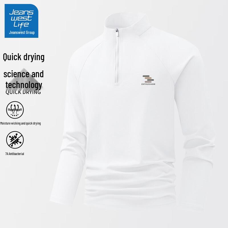 JEANSWEST LIFE Men s Half-Zip Antibacterial Long-Sleeve T-Shirt 2XL