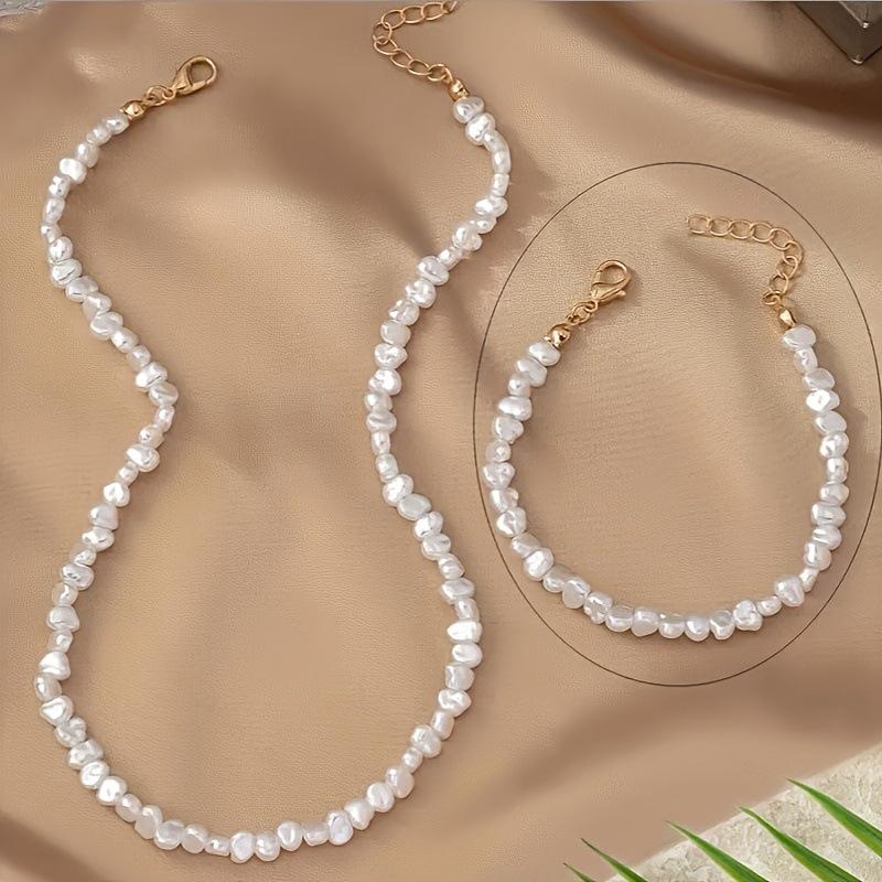 European & American Fashion Two-Piece Irregular Baroque Pearl Jewelry Set