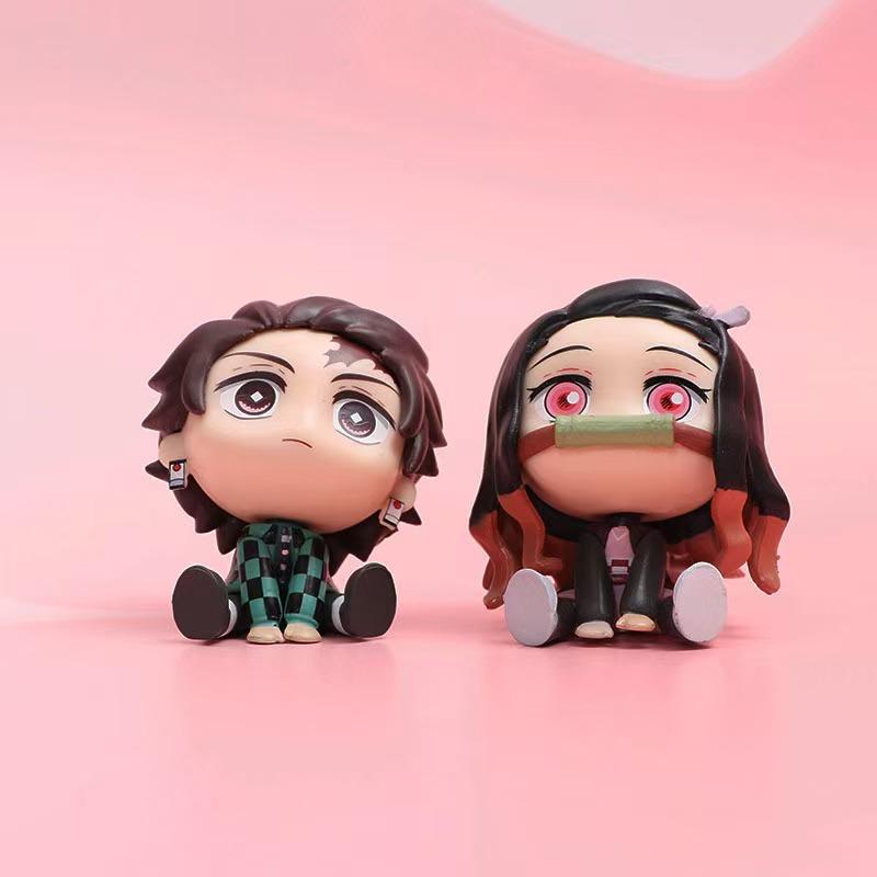 Demon Slayer Anime Figure Cute Tanjirou Nezuko Figurine Kawaii Zenitsu Inosuke Desktop Ornament Comic Toys For Birthday Gift
