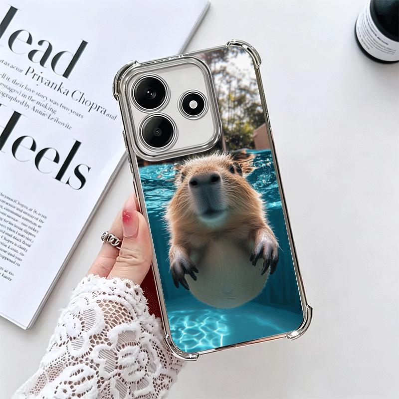 Animal Capybara Cute Plating Phone Case For Xiaomi Redmi Note 14 15 Pro Plus 13 12 11 11S 11T 10 9S 9 5G Anti-Fall Airabag Cover