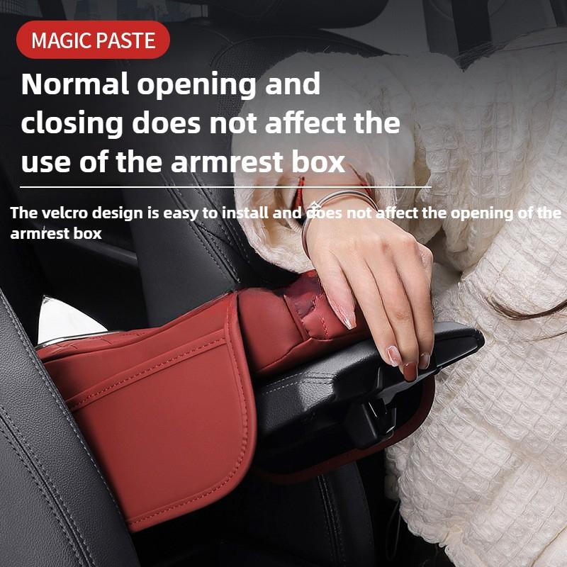 3 In 1 Car Armrest Box Cushion Universal Storage Bag Car Tissue Box Central Elbow Height Pad Multifunctional Tissue Boxes