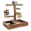 Parrot Stand Rack Solid Wood Swing Prickly Ash Feeder Water Game Platform