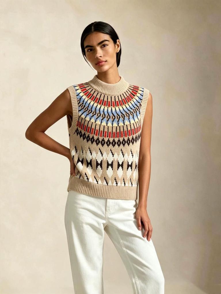 Yuehe Cross 2026 Women's Classic Retro Embroidered Knit Sweater