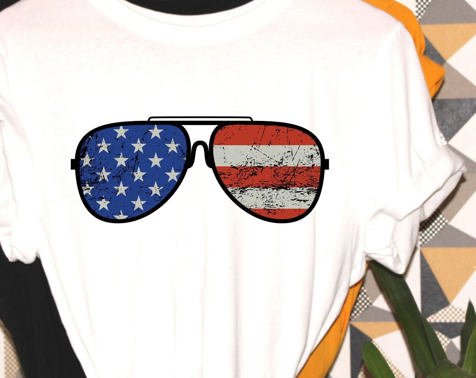 American flag Sunglasses, patriotic tshirt, American flag tshirt, American shirt, USA tshirt XL