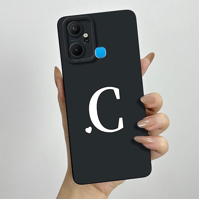 For Infinix Smart 6 Plus Case Infinix Smart6 Plus Phone Case X6823C Cute Initial Letters Square Soft Silicone Back Cover Fundas