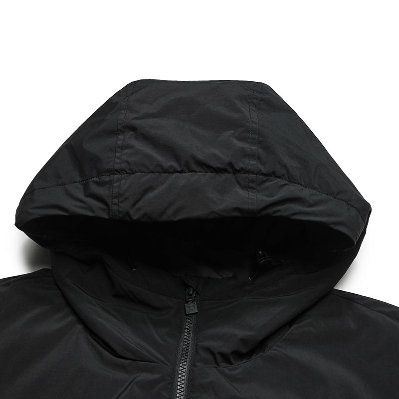 FILA Original Fashion Retro Classic Simple Casual Versatile Comfortable Loose Woven Hooded Cotton Jacket Men jackets Dark-Flow-Black F11M619903FBK