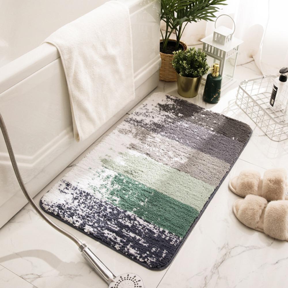 Print Sponge Bathroom Cashmere Thickening Mat Bath Non-slip Carpets In Wash Basin Bathtub  Floor Rug Shower Room Doormat Memory Foam 3D Pad