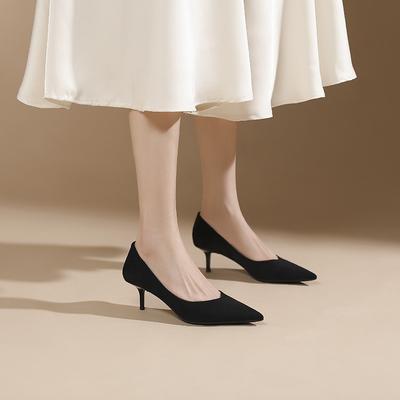 8-Sexy Leopard Print Suede High Heels Women's Pointed Toes, Thin Heels, Not Tired Feet, Single Shoes Temperament, Shallow Mouth Women's Shoes