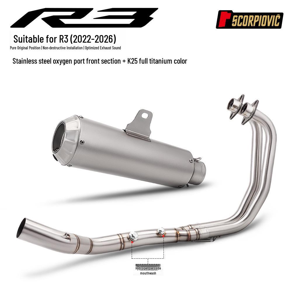 Stainless Steel Dual Outlet Exhaust System for R3/R25 Motorcycles