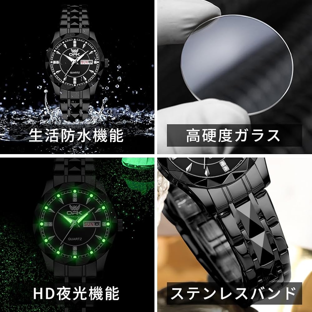 OPK Women's Quartz Analog Watch Simple Lightweight Classic Waterproof Black Full Black