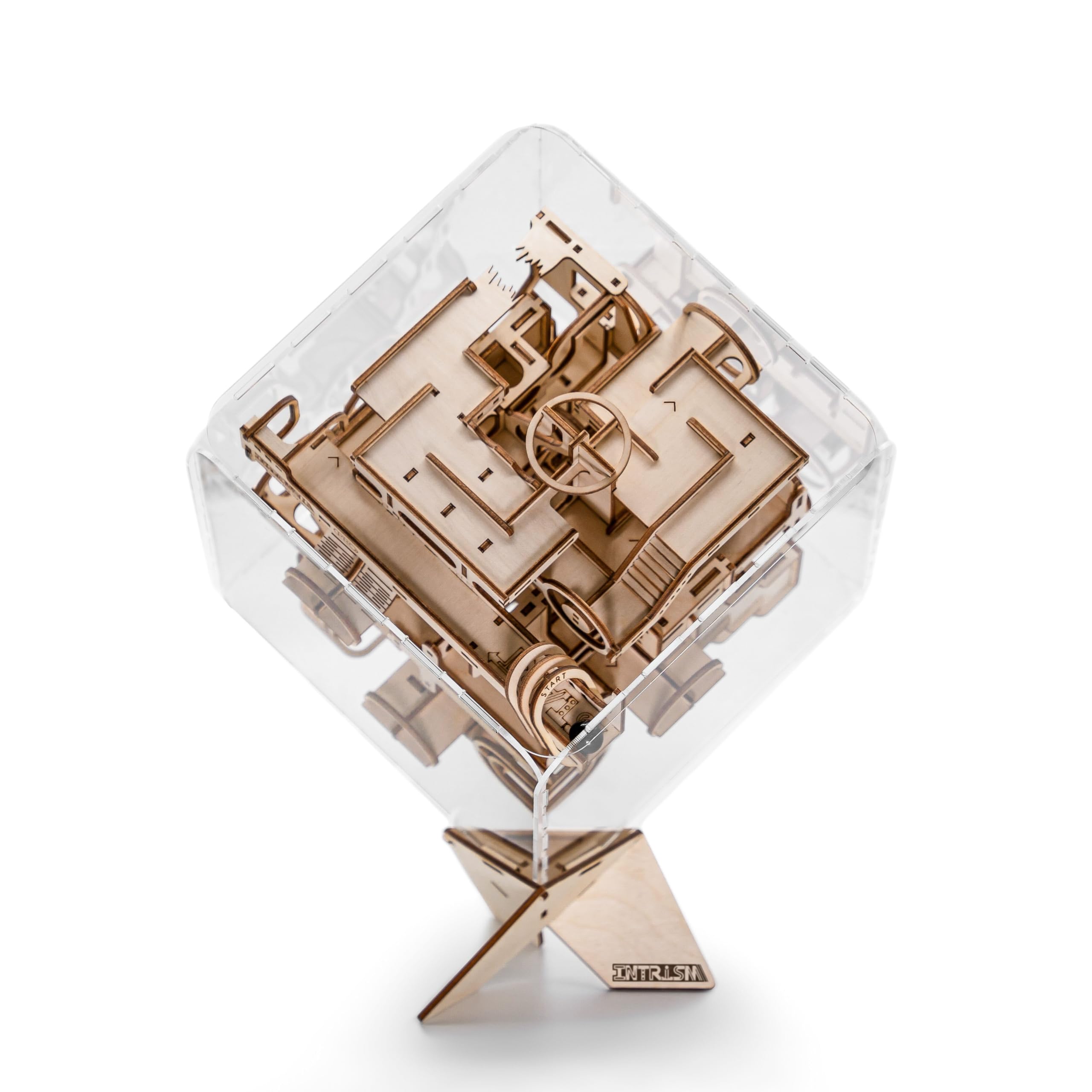 

Intrism Pro 3D Puzzle Adult Wooden Marble Maze Teen DIY Brain Teaser Laser Cut 217 Pieces - Kit, Assembly/Play/Display, 8-inch Cube, Craft, Puzzle,