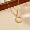 316L Stainless Steel Crescent Moon Pearl Pendant Necklace For Women Elegant Fashion New Trendy Jewelry Party Gift Vacation