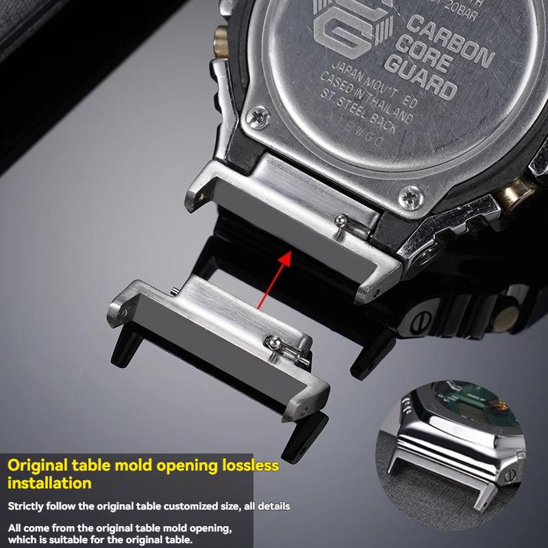 Modifikace Kovové konvexní koncové připojení hodinkové doplňky Pro Casio G-SHOCK GA2100 GM2100 GBM-2100 gumový nerezový řemínek