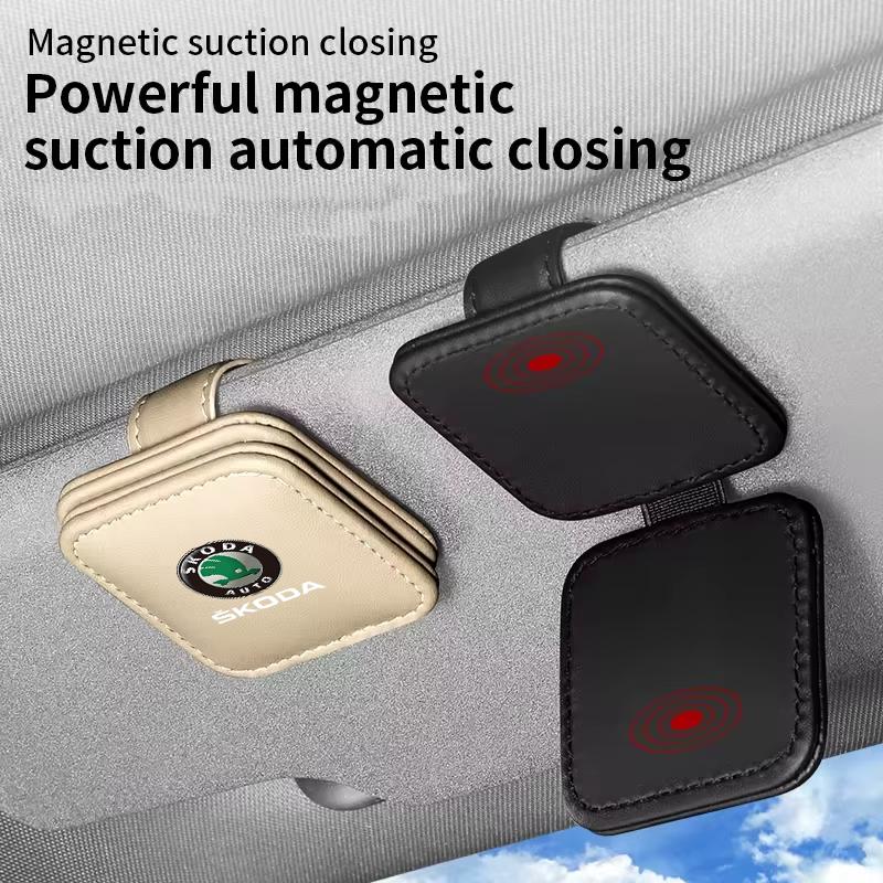 Car Sunglasses Clip Magnetic Sun Visor Card Storage Clips For Skoda octavia 3 2 superb 3 kodiaq Fabia Kamiq Karoq Accessories FP1