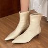 Vintage Brown Soft Leather Cat Heel Boots Women's 2025 Autumn New Fashion and Versatile Small Heel Leather Boots Women's Fashion Boots