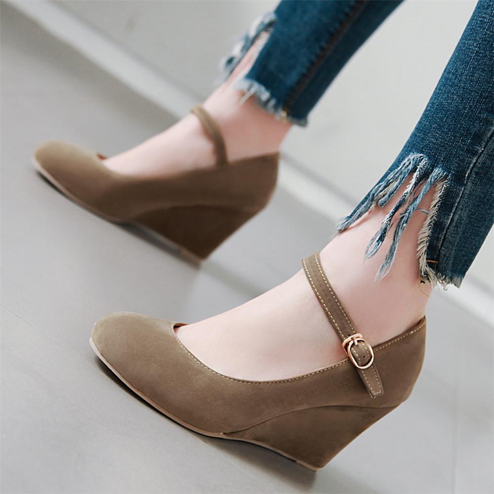 Divat Klasszikus Magassarkú Cipők Női Tavaszi Alkalmi Bokapántos Flock Fekete Rózsapiros Ék Esküvői Irodai Cipők Női Nagy Méret34-43