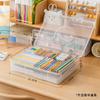 Large Capacity Double-layer Transparent Marker Pen Storage Box, High-value Desktop Double-layer Storage Pen Holder