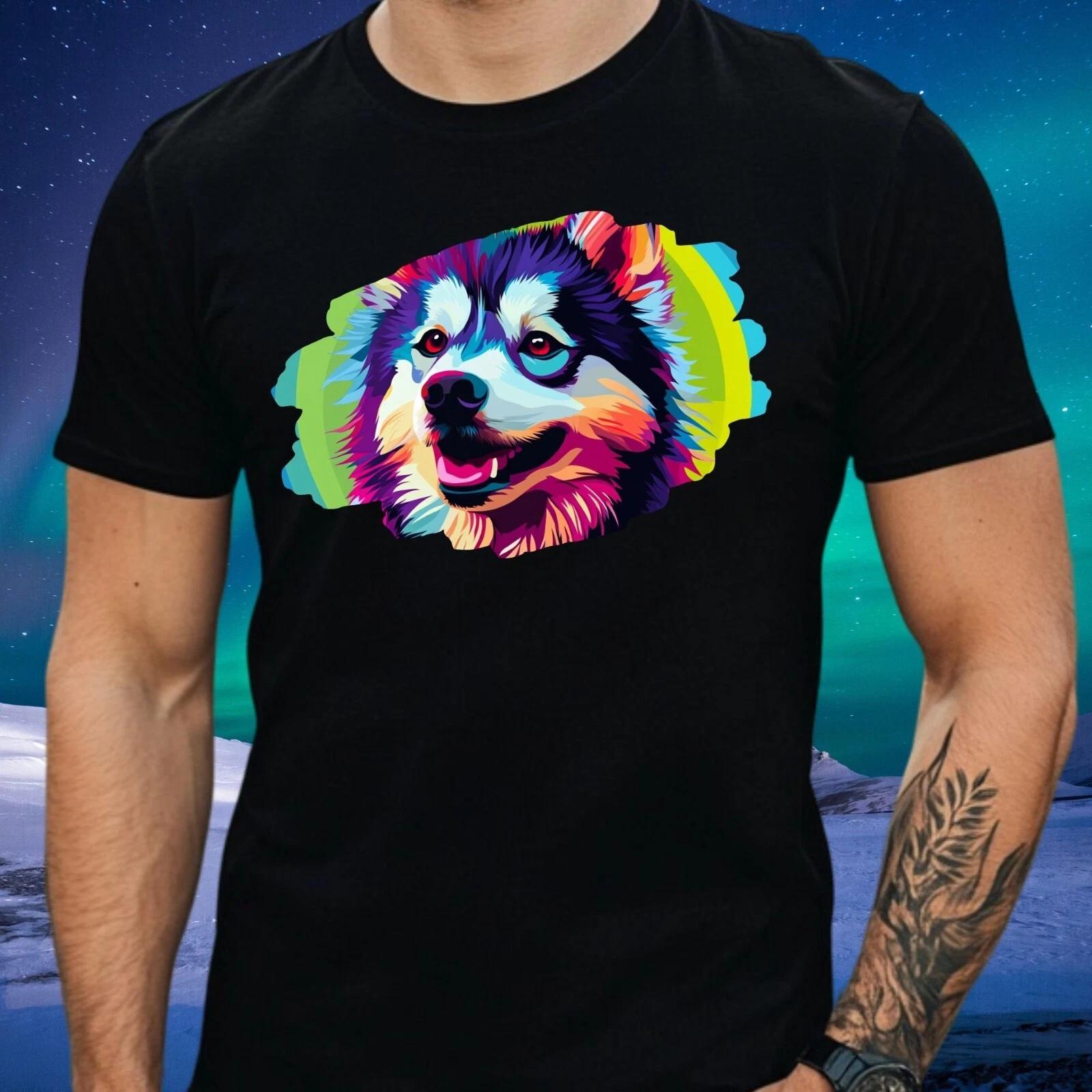 T-Shirt Herren Pomsky Hund Pop Art Motiv Baumwolle Größe S bis 5XL XS