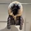 European New Fox Big Fur Collar White Goose Down Jacket Women's Short Loose Thickened Hooded Warm Jacket
