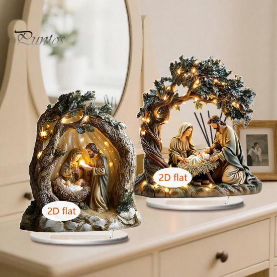 Modern Home Office Decor Abstract Thinker/Bathtub Santa Claus/Christmas Nativity Acrylic Desktop Ornament, Artistic Table Decoration with Unique Desk