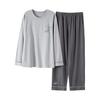 [Akihee] Men's Pajamas, 100% Cotton, Long Sleeve, Cotton, Spring, Summer, Autumn, Top and Bottom Set, Room Wear, Cute, Sweat Absorbent, Breathable,