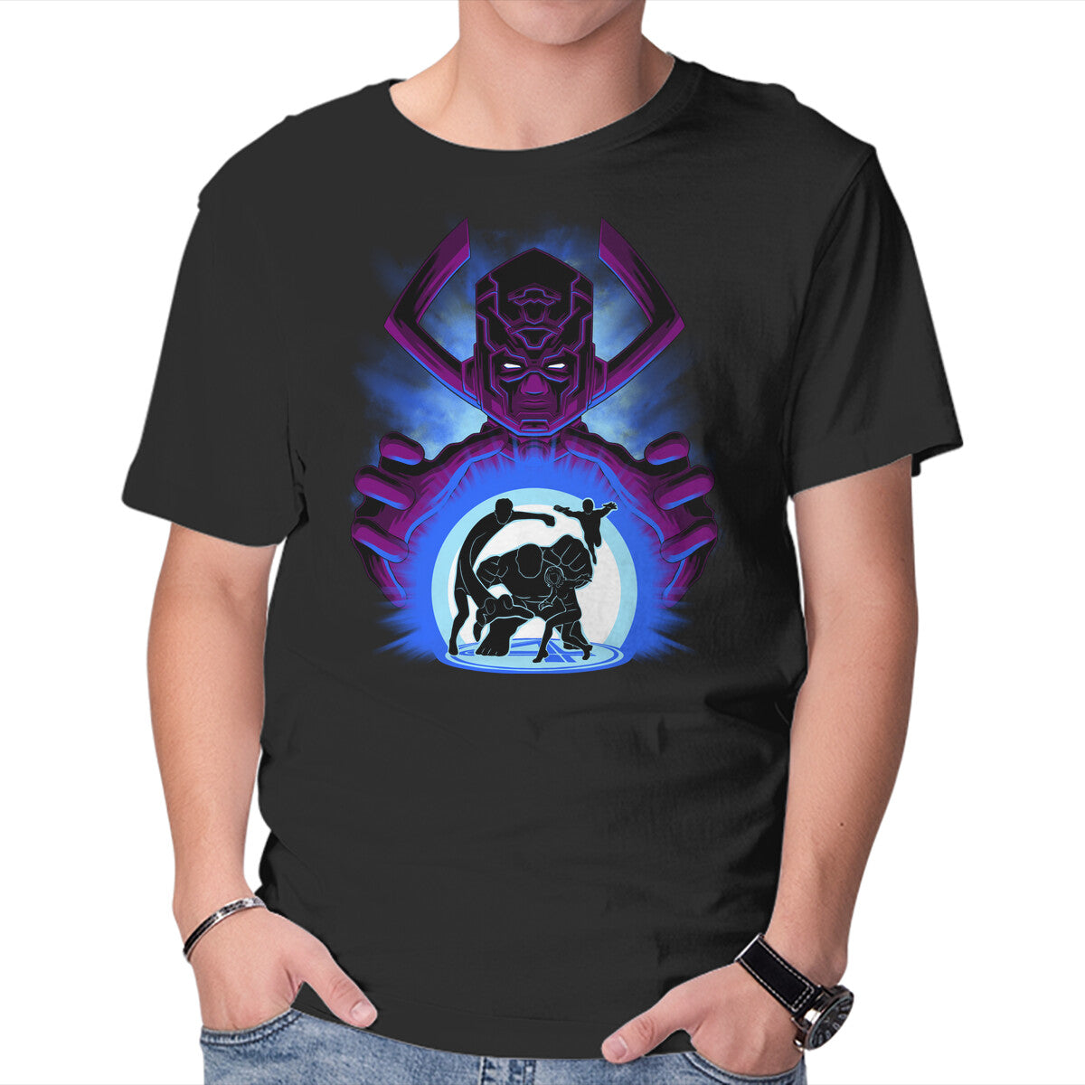 Unisex Crew Neck T-Shirt Fantastic Heroes Graphic Short Sleeve Casual Tee M